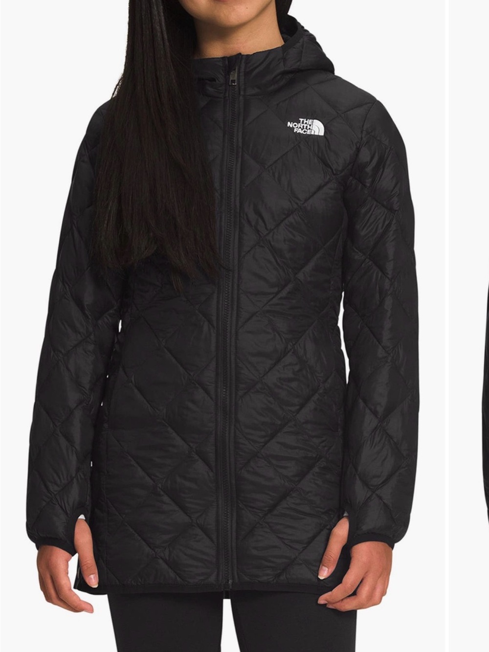 The North Face Girl’s Black Quilted Hooded Puffer Coat